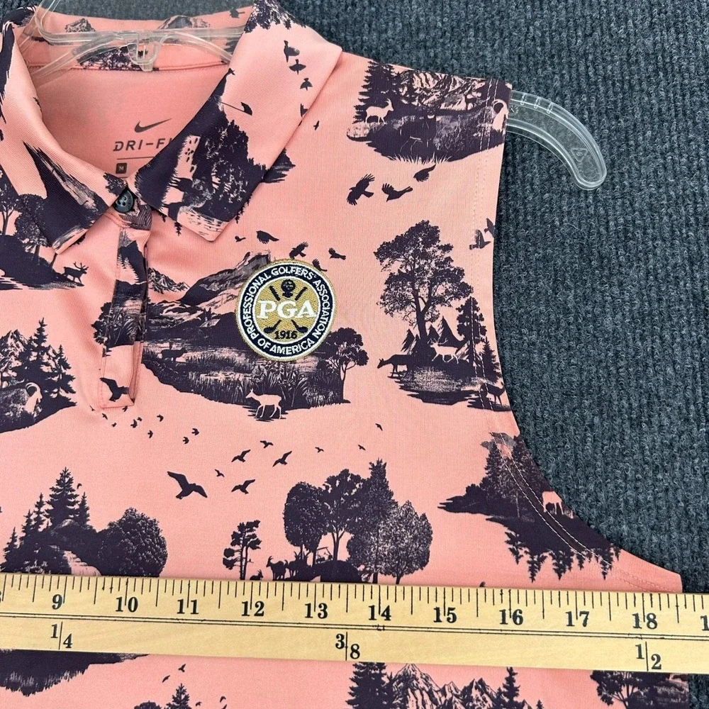 NIKE Golf Dri-Fit Women's Medium Shirt Sleeveless Polo Wildlife Country PGA Logo - Picture 5 of 12